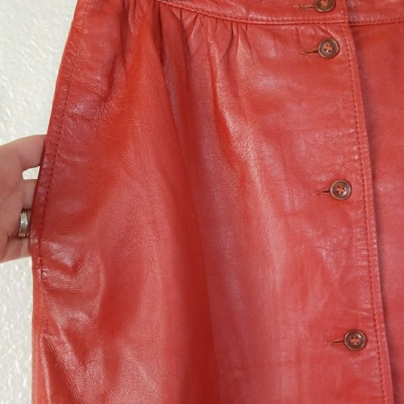 Freaking Rad Orange Vintage Leather Skirt - Picture 2 of 8